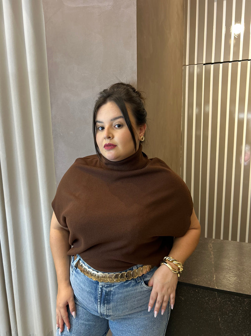 Blusa Mondal Gola Marrom