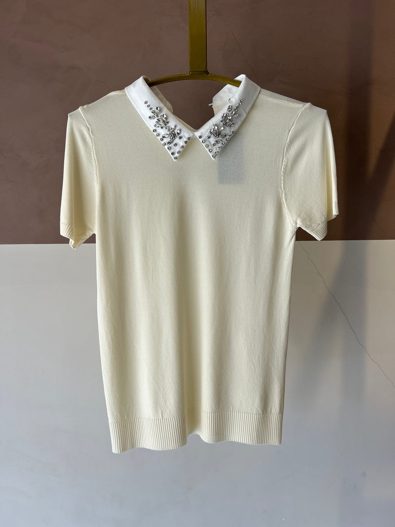 Blusa Gola Pedraria Amarelo Manteiga