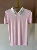 Blusa Gola Pedraria Rosa Bebê