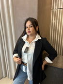 Blazer Max Alfaiataria Gola Triângulo Preto