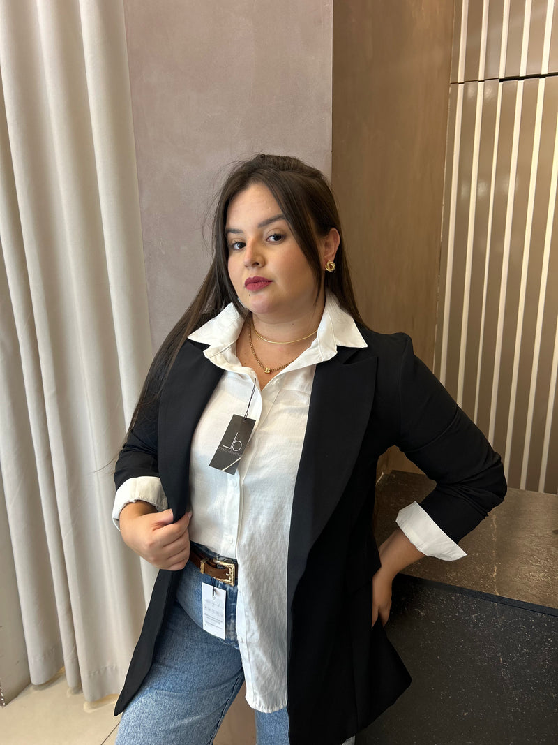 Blazer Max Alfaiataria Gola Triângulo Preto