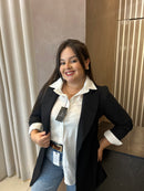 Blazer Max Alfaiataria Gola Triângulo Preto