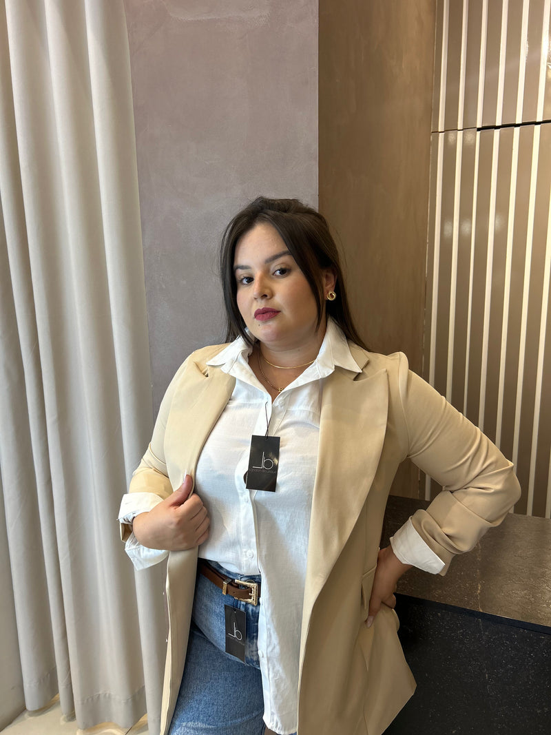 Blazer Max Alfaiataria Gola Triângulo Nude