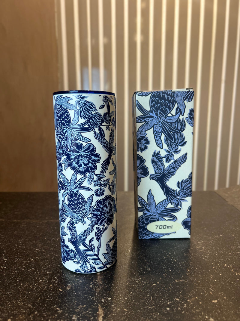 Copo Canudo Flor Azul