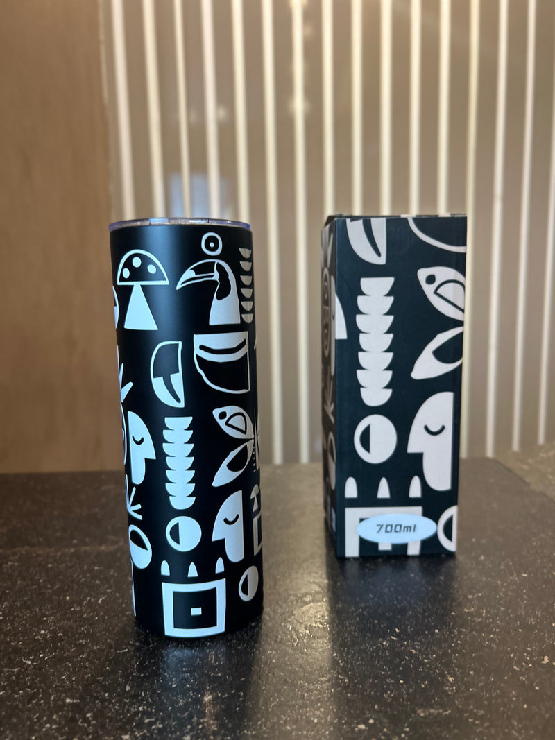 Copo Canudo Estampa Preta